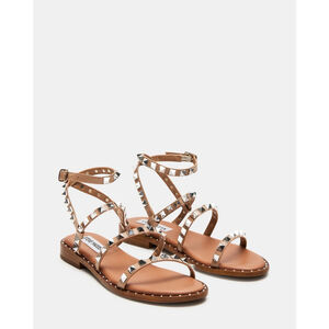 Steve Madden Travel Tan Studded Strappy Ankle Strap Gladiator Boho Sandals 9.5M